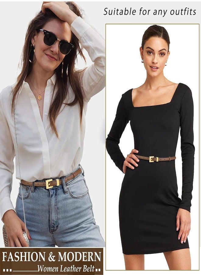 ALAIX Women Skinny Leather Belt for Jeans Pants Dress Belts Thin Black Leather Belt Gold/Silver Buckle Belts for Women - Image 2